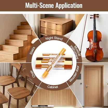DAIXISM Wood Filler Sticks,12colors Wood Wax Crayons for Scratches, Scuffs, Cracks, and Nail Holes on Wood Furniture, Floors, Cabinets, Tables, and Doors