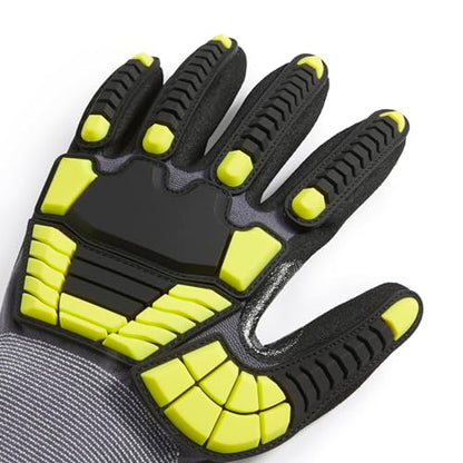 Amazon Basics Cut Level A1, Abrasion ANSI Level A4, Impact Protection Gloves with Touch Screen Friendly 15G Sandy Nitrile Palm, Pack of 120 Pairs, Yellow, Size Small - size: Small