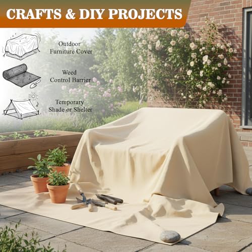 Canvas Drop Cloth for Painting 12x15 ft, Extra Large Cotton Painters Drop Cloth for Painting, Washable Reusable Canvas Tarp for Floor Furniture Protection, Drop Cloth for Home Improvement Renovation - size: 12 X 15 ft