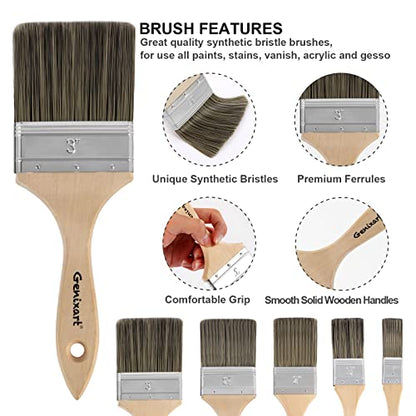Double Thick Chip Paint Brush, Wood Stain Brushes for Painting Walls and Fence Staining, Wooden Handle Masonry Paintbrush for Varnish, Paste, Gesso and Limewash (3 inch)