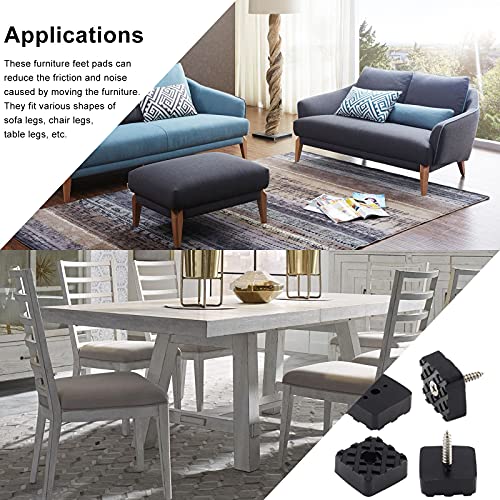 Bonsicoky 20Pcs 1.18Inch/30mm Rubber Furniture Pads with Screws, Black Square Non Slip Furniture Feet Heavy Duty Couch Feet Covers for Chair, Table, Desk, Sofa - size: 30mm (Square, Black)