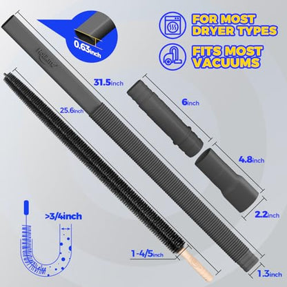 Holikme 2 Pieces Dryer Vent Cleaner Kit, Dryer Lint Vacuum Attachment and Flexible Dryer Lint Brush, Dryer Vent Vacuum Hose Attachment,Black - color: Black