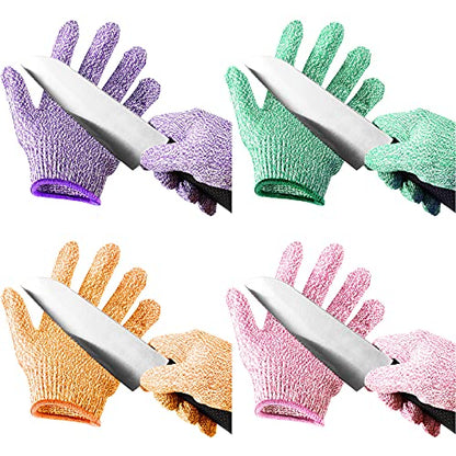 4 Pairs Kids Cut Resistant Gloves Level 5 Safe Gloves Protection for Kitchen Garden, Oyster Shucking, Crafts, DIY - size: Medium (Pack of 4)