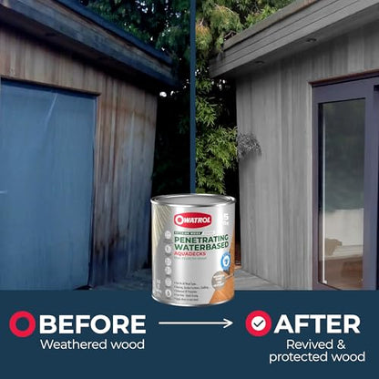 Owatrol Aquadecks Wood Stain and Sealer 85 Oz – Graphite Grey- Deck Stain and Sealer Waterproof, Outdoor & Exterior Wood Stain and Sealer in One – Water-Based Penetrating Matte Finish - color: Graphite Grey