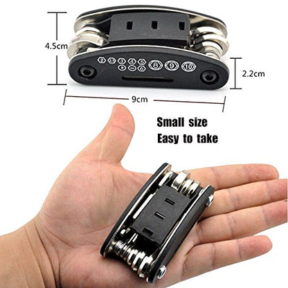 Motorcycle Bike Mechanic Repair Tool Kit with 16 In 1 Multi-Function Allen Key Multi Hex Wrench Screwdriver for Home Outdoor Travel Camping Sport Bicycle Cycling