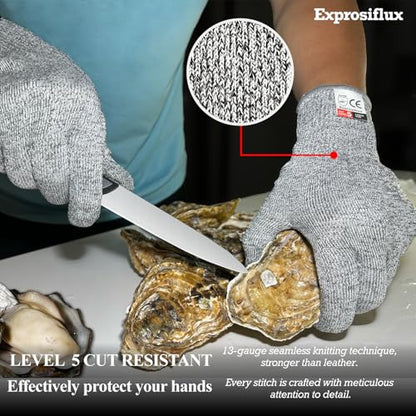 2-Pair Cut Resistant Work Gloves EN388 Level 5 - High Performance Protection, Food Safe & Machine Washable for Butcher, Kitchen, Woodworking, Light Handling & Packaging, Gray, Large - size: Large