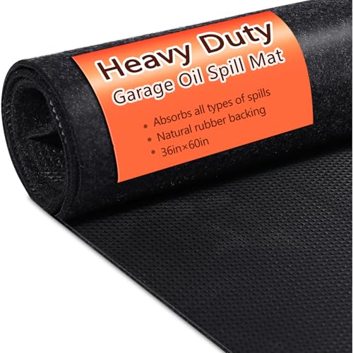 Oil Spill Mat, 36×60 Inch Garage Floor Mat for Under Car, Waterproof, Reusable Washable Premium Oil Absorbent Pads Protects Floor from Oil Drips and Spills, Non-Slip, Black (36" x 60") - size: 36" x 60"
