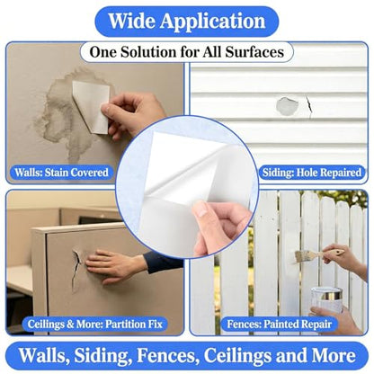 Vinyl Siding Repair Kit - 12 PCS Vinyl Patch Repair Kit PVC White Patches for Mobile Home Skirting Panels and Fence Repair Kit Exterior Wall House Siding Hole Cover