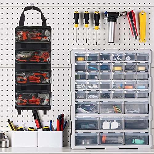 Tool Roll - Canvas Wrench Tool Organizer with 4 Pockets (Black) - color: Black, size: 4 Zipper Pockets