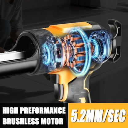 Cordless Caulking Gun Compatible With Dewalt 20V Battery 6 Adjustable Speeds Electric Caulking Gun Brushless Motor No-Drip Caulking Gun with LED Light for Filling, Sealing (No Battery)