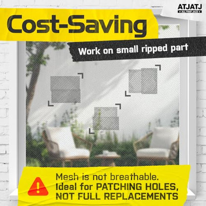 2in x 30ft (360in) Window Screen Repair Tape, Screen Door Replacement Kit, Mosquito Net Repair Tape, Window Net Screen Patch, Mesh Tape for Drywall Repair, Screen Patches for Ripped Screen, Black