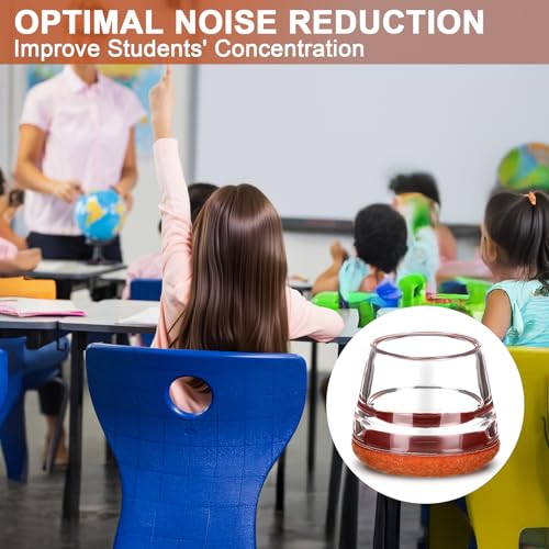 Chunful 32 Pcs Chair Leg Floor Protectors TPE Classroom Chairs & Desks Leg Covers with Quiet Felt Sliders Prevent Floor Scuffs & Scratches Desks Foot Caps Pads Teacher Classroom Supplies (Brown) - color: Brown