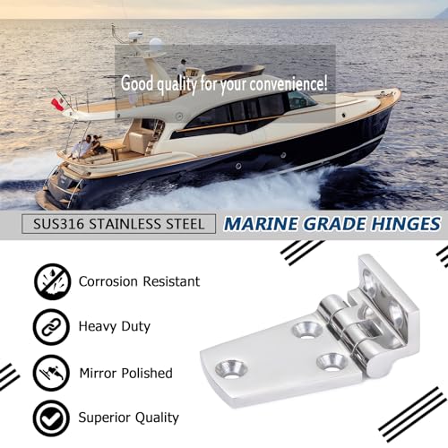 Atibin Hardware Deck Marine Hinge Boat Mirror Stainless Steel Hinge Marine Heavy Polished Hatch Boat Hinges Offset SUS316 2.62 inch x 1.51 inch 2pcs - color: 2.62 inch x 1.51 inch 2pcs