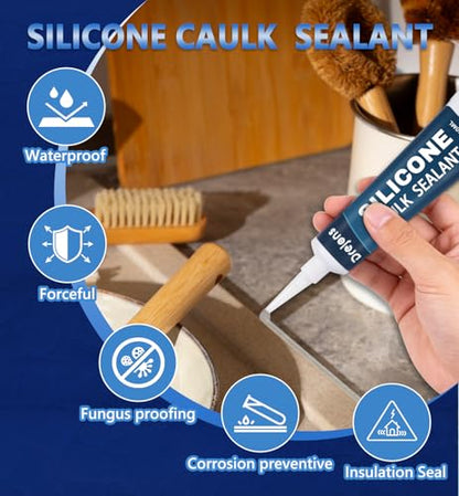 Clear Silicone Sealant Caulk Waterproof Silicone Caulk All Purpose Stronger Adhesion Sealant for Kitchen and Bathroom, Window, Door 3.38 fl oz - size: 3.38 fl.oz