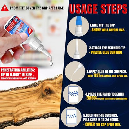 20g Medium-Thick CA Glue (500 CPS), Instant Clear Cyanoacrylate Glue for Wood, Glass, Metal, Paper, Leather, Plastic, Ceramic, Rubber, Jewelry, Woodworking, Hobby Models, and Craft Project - size: Clear/500CPS