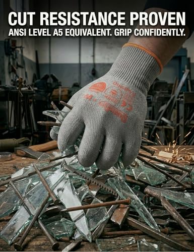 Cut-Resistant Gloves ASNI A5 Design in Japan Safety Heavy-Duty Coated Non-Slip Grip Work Glove for Construction DIY - size: Medium