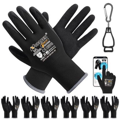 Safety Work Gloves - 7 Pairs, Seamless Knit Glove with MicroFoam Nitrile Coated Smooth Grip on Palm & Fingers for Men and Women(L,Black) - size: Large, style: 7 Pairs,black
