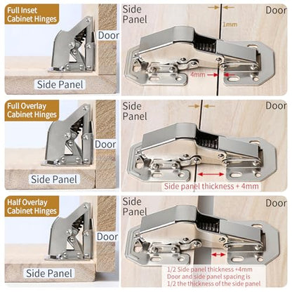 BADALU 4-Pack Hidden Hinges for Cabinet Doors Frameless, Concealed Cabinet Hinges, 90 Degree Surface Mount Hinges 4.2 in (No Cup Grooving) - style: 90 degree Surface Mount Hinges - 4 Pack