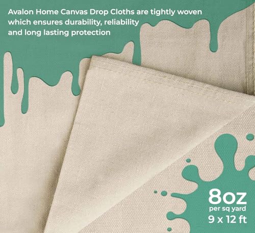 Canvas Drop Cloth for Painting 9x12 feet Pack of 1-8oz Painters Drop Cloths for Painting - All Purpose Canvas Tarps for Floor & Furniture Protection - Recycled Cotton Fabric - size: 9x12 Ft - 1 pc