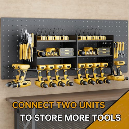 Power Tool Organizer Wall Mount, 3 Layer 8 Drill Holder Tool Shelf Storage Rack for Garage Organization, Birthday Gifts for Him Men Dad Husband Anniversary Fathers Day, Cool Gadget Stocking Stuffer - size: Black Y