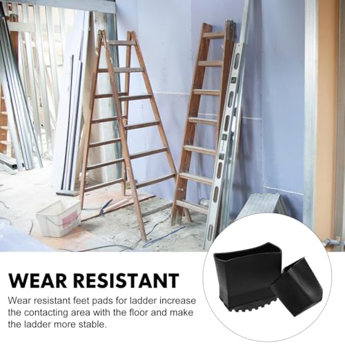 Angoily Non-Slip Ladder Feet Pads 4-Pack Rubber Step Ladder Foot Covers Protective Mat for Household Folding Ladders Floor Protection 2.75X2.75X1.37 Inch
