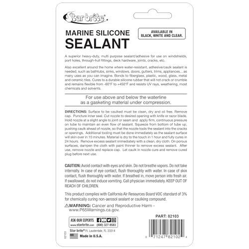 STAR BRITE Marine Silicone Sealant - Waterproof, Durable, UV Resistant, for Fiberglass, Metal, Wood, Glass, Ceramic & More