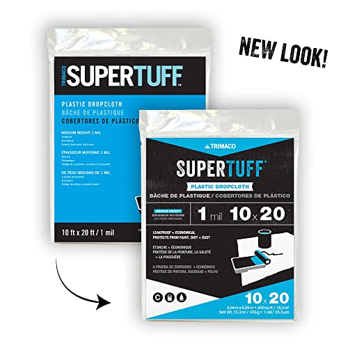 Trimaco 03306 SuperTuff Plastic Drop Cloth, 10-feet x 20-feet - size: 10-feet x 20-feet, style: 1 mil