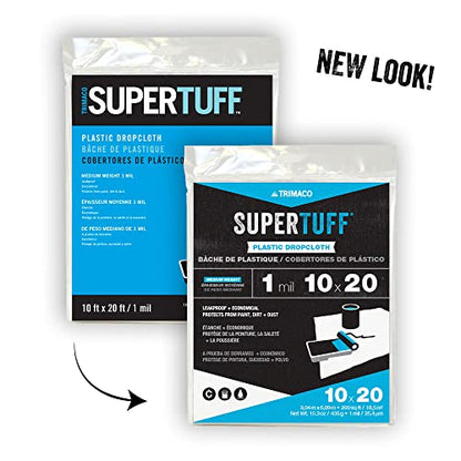Trimaco 03306 SuperTuff Plastic Drop Cloth, 10-feet x 20-feet - size: 10-feet x 20-feet, style: 1 mil