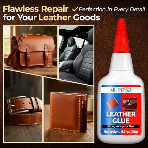 Adhesive Guru Leather Glue (2x0.7 oz) Super Glue for Purses, Sofas and Furniture Repair Ideal for DIY, Upholstery and Leathercraft. Waterproof, Compitable with Aerosol Accelerator - 2 Pack - size: 2 Pack, style: Leather Glue