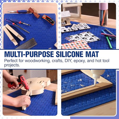 WORKPRO Silicone Glue Mat 2-Pack, Non-Stick Heat-Resistant Silicone Pad with Built-in Measurement Grid, Anti-Slip & Durable Surface for Resin, Epoxy, DIY, Crafts, Woodworking, Garage & Workshop
