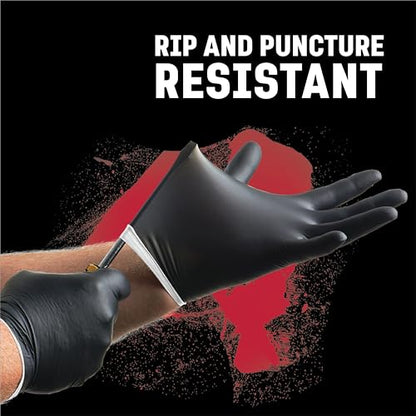 Venom Steel - VEN6144N Nitrile Gloves, Rip Resistant Disposable Latex Free Black Gloves, 2 Layer Gloves, 6 mil Thick, X-Large (Pack of 100) - size: X-Large (Pack of 100)