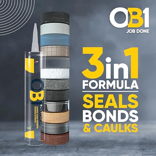 OB1 Universal Caulk Sealant & Adhesive Diamond Crystal Clear 10.1oz | Professional Grade Premium All-in-One Advanced Hybrid | Internal & External | Water Shrink Crack UV & Fade Resistant | 1 Cartridge - color: Clear, size: 10.1oz