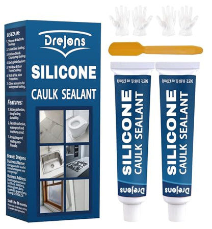 Clear Silicone Sealant Caulk Waterproof Silicone Caulk All Purpose Stronger Adhesion Sealant for Kitchen and Bathroom, Window, Door 0.71 fl oz * 2Pack - size: 0.71 fl.oz *2Pack