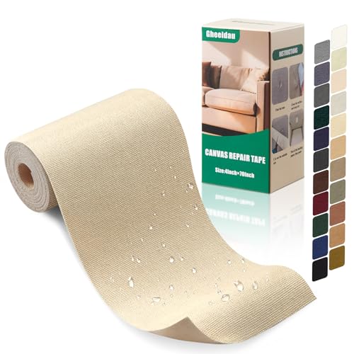 Gheeidau Canvas Repair Tape 4×70 Inch Waterproof Self-Adhesive Fabric Repair Patch for Repairing Boat Covers,Tents,Patio Umbrellas,Car Seats,Luggage,Sofas.(Beige) - color: Beige
