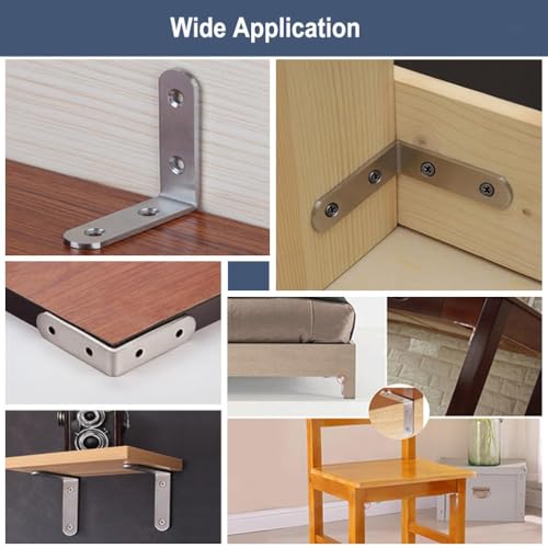 16Pcs L Bracket Corner Brace 2.5 x 2.5 Inch Stainless Steel Corner Brackets, Heavy Duty 90 Degree Joint Right Angle Shelf Brackets for Shelves Wood Furniture with Screws - size: 16PCS-Silver 65*65mm/ 2.5in