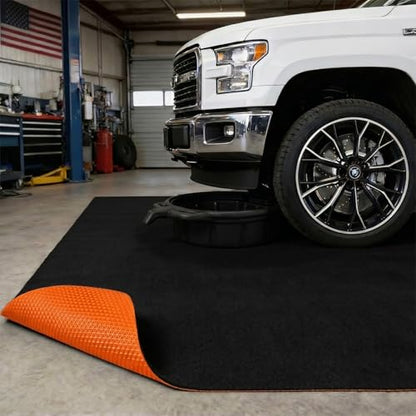 Golener Oil Spill Mat - Garage Floor Mat, Absorbent Oil Pad, Premium Maintenance Mat, Waterproof, Contain Liquid, Protect Floor from Spill & Stain, Reusable, Washable, Durable, 36”x59”, Black/Orange - size: 3' x 4'11" (Rectangular)