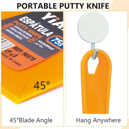 6 Pack Putty Knife 1.5" 2" 3" 4" 5" 6" Plastic Paint Scraper Tool Set Heavy Duty Drywall Repair kit,Flexible Spackle Knives with Hang Hole,Wall Putty for Spreader,Wallpaper,Mud,Plaster,Taping,Floor