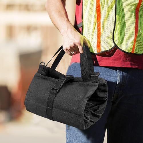 Roll Up Tool Bag, 16OZ Canvas Wrench Roll Up Pouch Multi-Purpose Tool Roll Organize, 5 Zippered Tool Pockets (Black) - color: Black, size: 5 Zipper Pockets