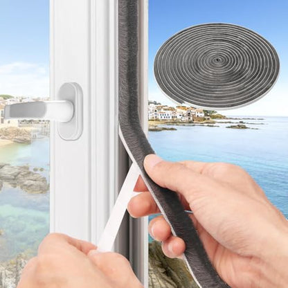 Weather Stripping Door Window Seal, 33Ft Self-Adhesive Brush Door Soundproofing Seal Strip for Sliding Windows and Door Frames, 0.35 Wide X 0.59 Inch Thick, Gray - size: 0.35" Wide x 0.59" Thick