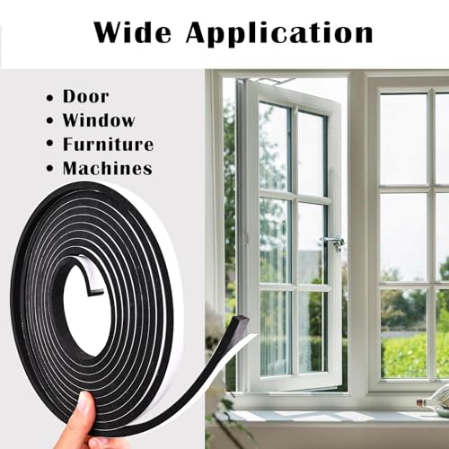 1 inch Wide x 1/8 inch Thick Foam Tape Single Sided,Closed Cell Door Insulation Strip with Self-Adhesive, Soundproofing Black Foam Weather Stripping for Window, High Density Weathestrip 33 Feet - size: 1In x 1/8In x 33Ft