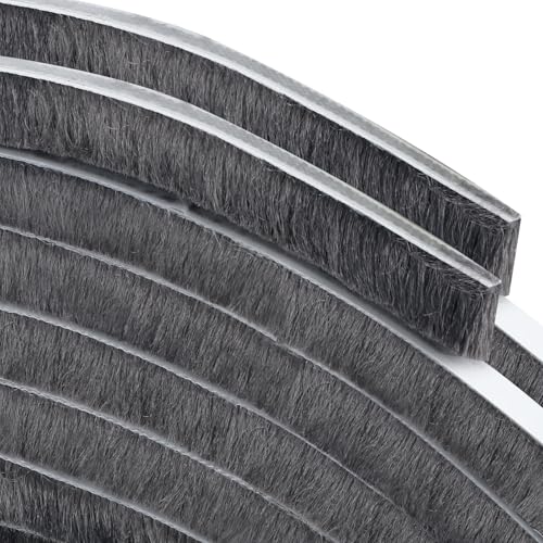 Strong Adhesive Brush Weather Stripping,0.6in Thick x 0.4in(W) x 33FT,Grey for Sliding Windows/Doors - Car Door Seal for Soundproofing,Dustproof,Winter Windproof & Warm,Waterproof,DIY Install - size: 0.6"x0.4inx32.8ft