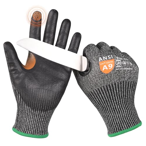 Donfri A9 Cut Resistant Work Gloves for Men, Safety Gloves for Men Touchscreen with Reinforced Thumb for Metal Glass Wood - size: X-Large