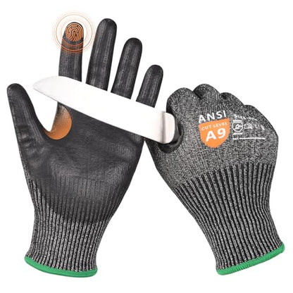 Donfri A9 Cut Resistant Work Gloves for Men, Safety Gloves for Men Touchscreen with Reinforced Thumb for Metal Glass Wood - size: Medium