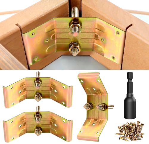 Table Leg Brackets 4-Piece with Hanger Bolt Driver, Heavy Duty Corner Brackets for Wood, Kerf Mount Hardware Kit for Dining Table Desk Bench Leg Repair, Iron Furniture Hardware by Pisman - size: Repair 4PCS with Bolt Driver