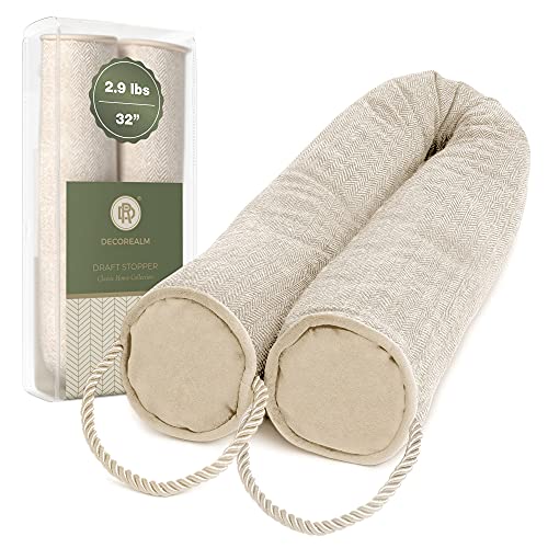 Heavy Duty Draft Stoppers and Blocker, Sound Proof Draft Guard for Doors and Windows, Decorative Cylinder Provides Insulation and Weather Stripping for Doors (Beige, 32 Inches) - color: Oatmeal, size: 32"