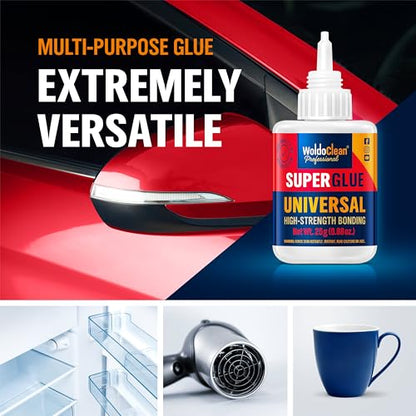 WoldoClean Super Glue All-Purpose Liquid 25g - Fast Drying Clear CA Adhesive for Metal, Plastic, Wood, Ceramic, Glass & DIY Repairs