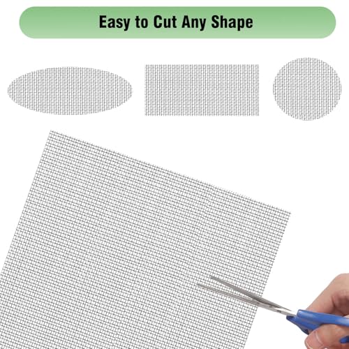 Aluminum Screen Roll with Spline & Rolling Tool – Pet-Resistant Durable Aluminum Window Screen, Screen Repair Kit for Rescreening Windows and Doors