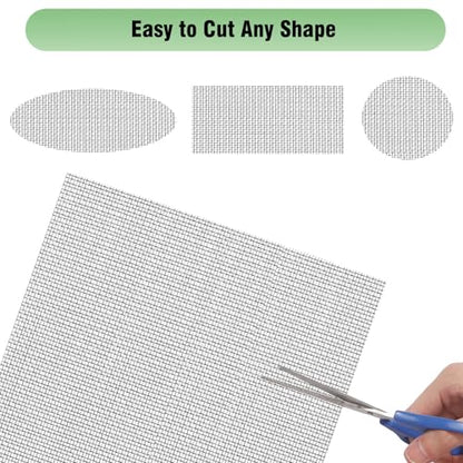 Aluminum Screen Roll with Spline & Rolling Tool – Pet-Resistant Durable Aluminum Window Screen, Screen Repair Kit for Rescreening Windows and Doors