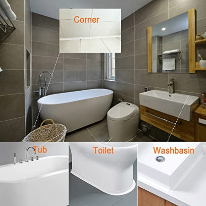 TOUSEA White Caulk Tape for Bathtub Self Adhesive,1.5" x 19.7Ft Caulk Strip for Toilet, Tub, Wall Edge -Decorative Wall Trim & Peel and Stick Backsplash Finisher - Renter Friendly, Easy Install - style: White-1.5IN-19.7FT-A