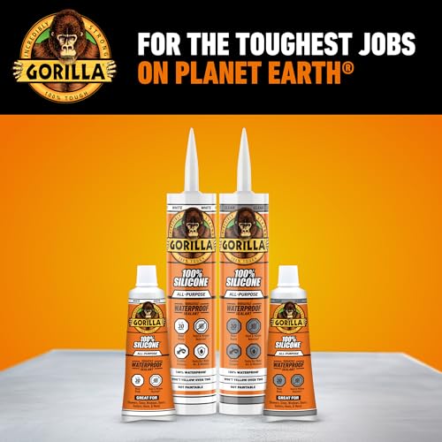 Gorilla 100% Silicone Sealant All Purpose, 10 Ounce Cartridge, White (Pack of 12) - color: White, size: 12 Pack